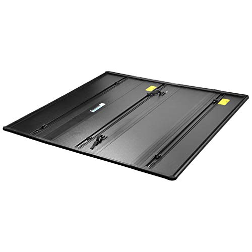 Freemotor802 Compatible With 2007-2013 Chevy Silverado/Gmc Sierra 6.5Ft Bed Only Tonneau Cover, Hard Quad-Fold Style Black Frp Fiberglass Truck Bed Cover #TOP6