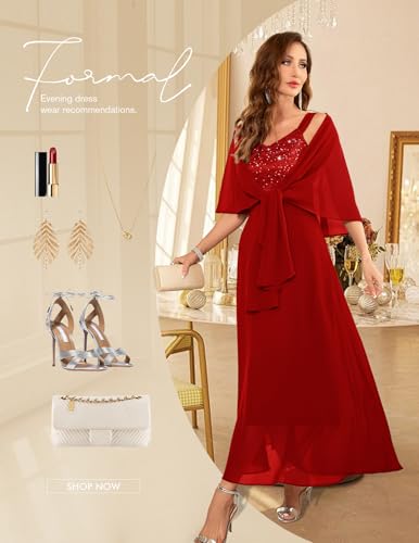 Image of BeryLove Summer Formal Wedding Guest Prom Dresses Sequin Cocktail Evening Lace Elegant Mother of The Bride Dress
