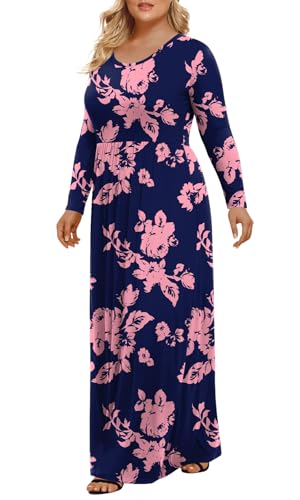 Image of LONGYUAN Women's Plus Size Maxi Dresses for Curvy Women Casual Long Dress XL-6XL