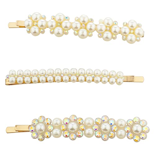 Épingles à cheveux dorées nacrées LUX ACCESSORIES Lot de 3 barrettes assorties