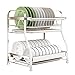 SBTXHJWCGLD Geschirrregal 2 Lagen Küchenbodenregal 304 Edelstahl Tellerschüssel mit großem Fassungsvermögen/mit Abtropfschale