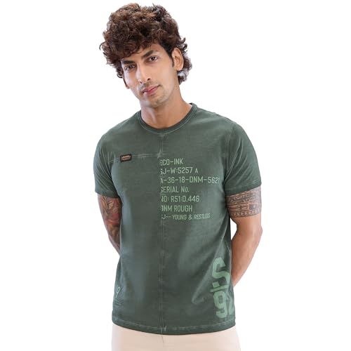 Image of Spykar Men's Comfort Fit Round Neck Half Sleeve Solid Casual T-Shirt