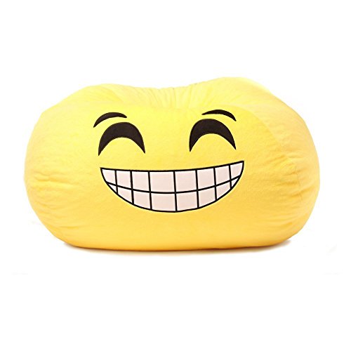 GoMoji Emoji Grinning Bean Bag Chair, 28 x 28, yellow