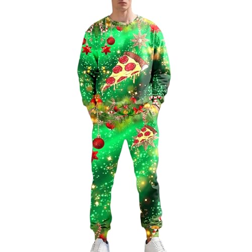 Survêtement Homme Noël avec sweat col rond ample et jogging imprimé renne festif