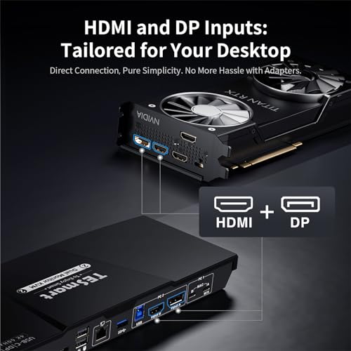 TESmart USB-C MST&EDID KVM Switch 2 Monitors 2 Computers HDMI+DisplayPort, USB 3.0 KVM Docking Station for Laptop&Desktop, Charging for Laptop, 4K@60Hz, Gigabit Network, Hotkey Switch, Input Cables - Image 5