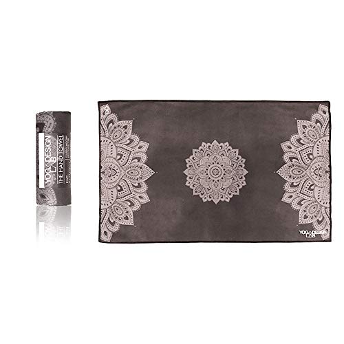 Yoga Design LAB | The Hand Towel | Premium Non Slip Hand Towel | Designed in Bali | Colorful Eco Printed + Quick Dry + Soft | Hot Yoga, Bikram, Ashtanga, Sport, Barre, Travel (Mandala Black)