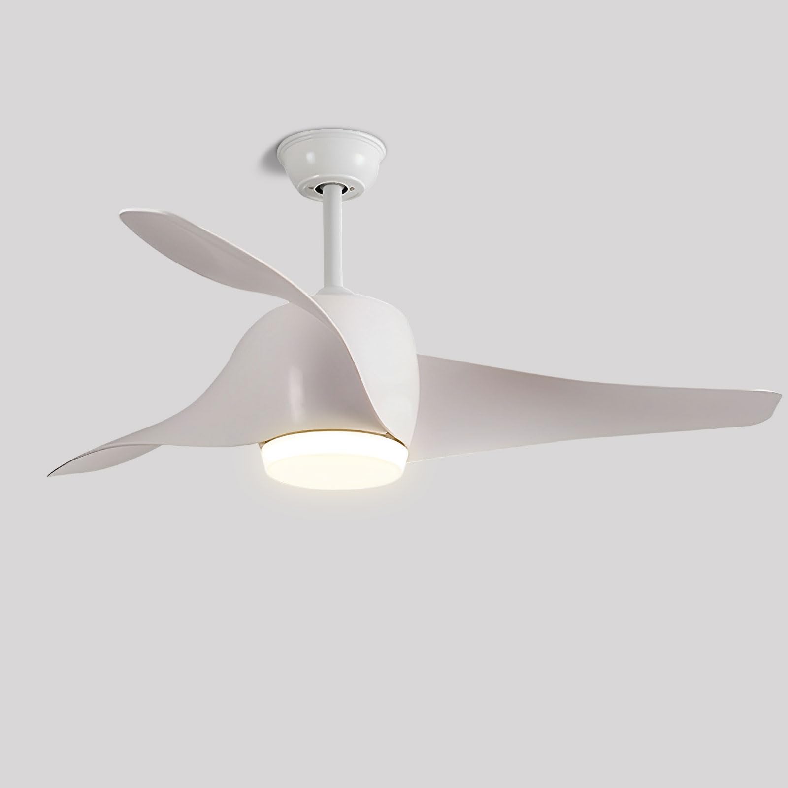 HXYSXHJUO Creative 52in Ceiling Fan With Light Remote Quiet Fans 18W LED Dimmable 6 Speeds For Bedroom Living Room Restaurant 3 ABS Blades