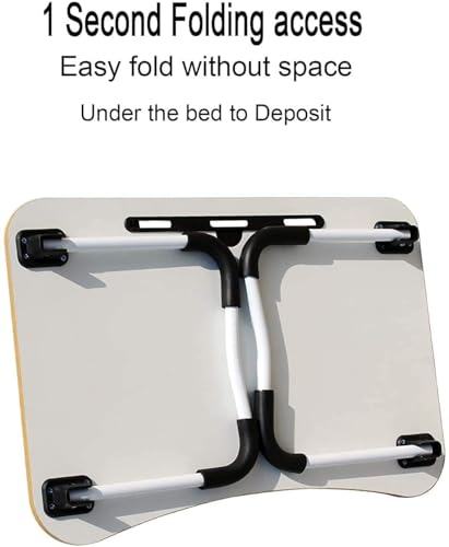 Image of Trailbrix Stylish Multi-Purpose Portable Laptop Table, Foldable Wooden Desk for Bed Tray, Laptop Table, Study Table with Mug Holder, Ergonomic, Non-Slip Legs in Bed Table (BLACKK)