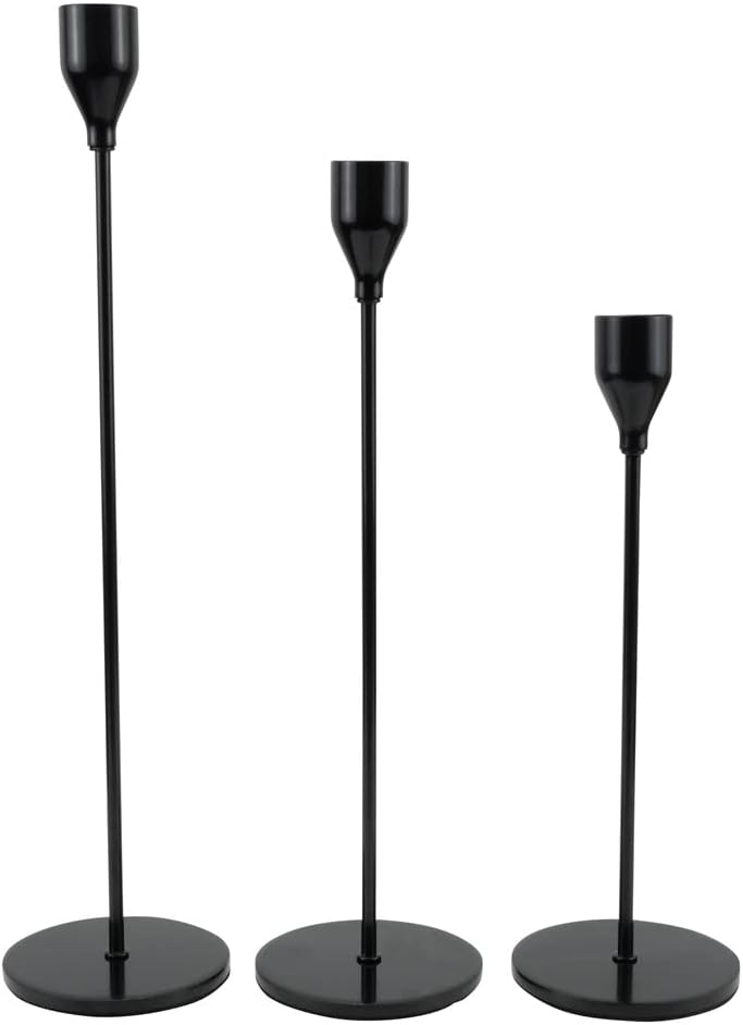 PTUIASE Metal Black Candle Holder for Pillar Candles（10.6 inch Tall Candlestick Holders, for 1/2-1 inch Taper Candles Diameter Each） : Home & Kitchen