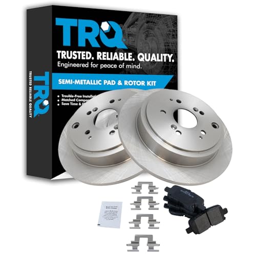 Image of TRQ Rear Brake Pad and Rotor Set Semi Metallic Rotors | For 2001-2006 Acura MDX 2003-2008 Honda Pilot