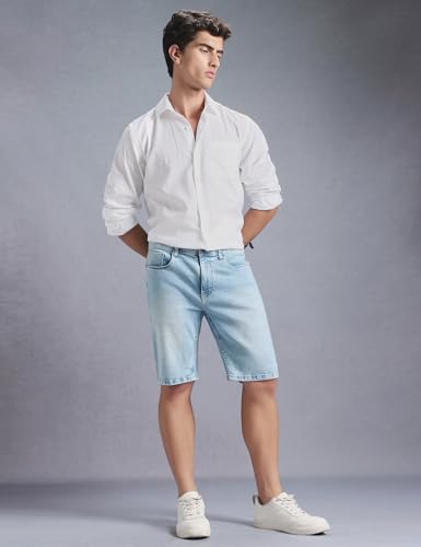 Image of INKD Men's Denim Shorts for Men - Mid-Rise | Cotton Rich | Regular Fit (Available in Plus Sizes)