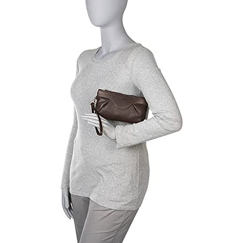 Piel Leather Rainbow Wristlet, Chocolate, One Size #TOP3