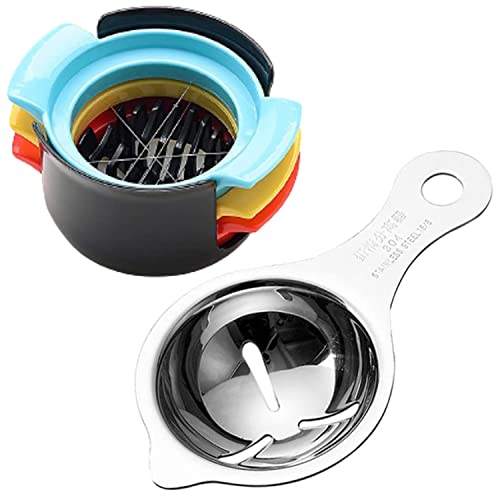 Image of YANCI 3 in 1 Stainless Steel Egg Slicer, Boiled Egg Slicer, Fruit Slicer, Egg Yolk & White Separator, Egg Strainer Spoon