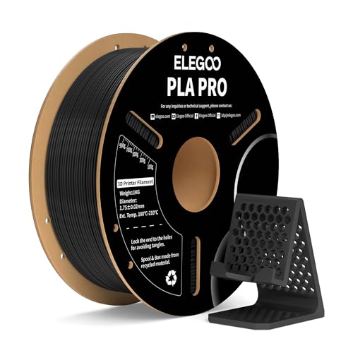 ELEGOO PLA PRO Filament 1,75 mm Schwarz 1 kg, Verbesserte Steifigkeit 3D-Druckmaterialien, Maßgenauigkeit +/- 0,02 mm, Passt für die Meisten 3D-Drucker, 1 kg Spule (2,2 lbs)