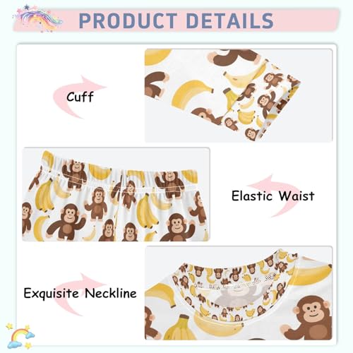 senya Orangutan Banana Pajamas Set Long Sleeve Soft Cotton Sleepwear 2 Piece4