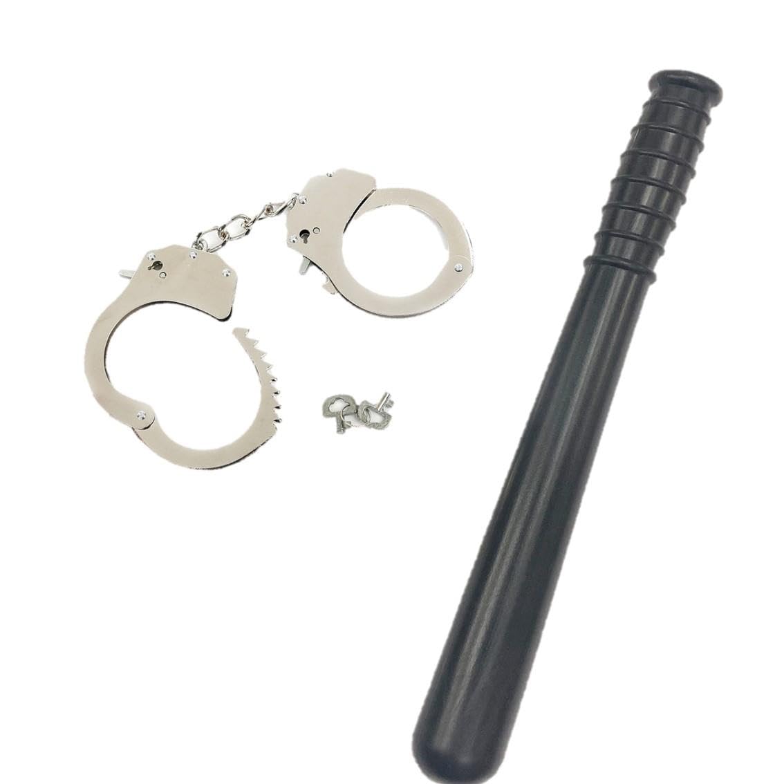 Police Officer Fancy Dress Props Accessories Set Hand Cuffs Baton Halloween Dress up Bundle