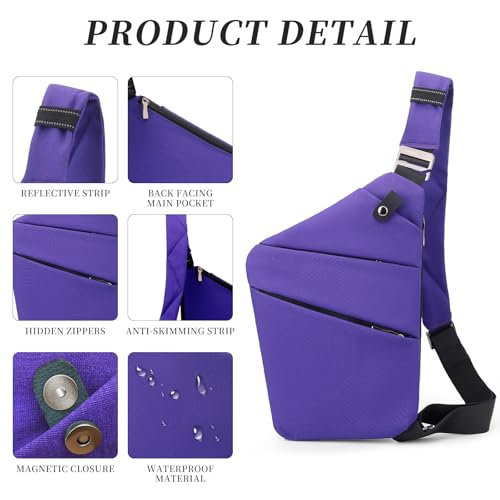 Image of Anti Theft Crossbody Bag,Sling Bag for Women Men,Multi-pocket Chest Shoulder Bag for Travel, Sport, Work
