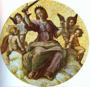 Peinture à l'huile de la Justice de Raphaël, reproduction de plafond d'art en 16x20 pouces