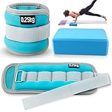 GZcaiyun 2 Stk Gewichtsmanschetten, Gewichte für Beine und Arme, Verstellbar Fußgewicht (0.25kg*2) für Fitness, Bewegung, Laufen, Joggen, Gym, Aerobic, mit 1 Yogablock