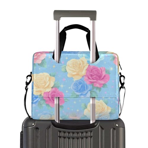 Maletín para portátil diseño flores azul rosa amarillo 13-15.6 pulg miniatura 4