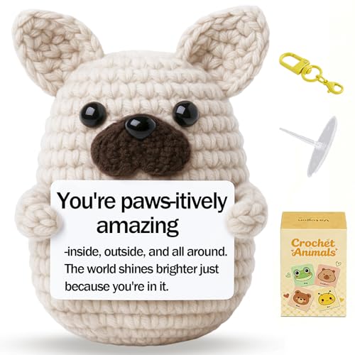 Cachorro motivacional de punto para el escritorio: un regalo de Acción de Gracias entrañable