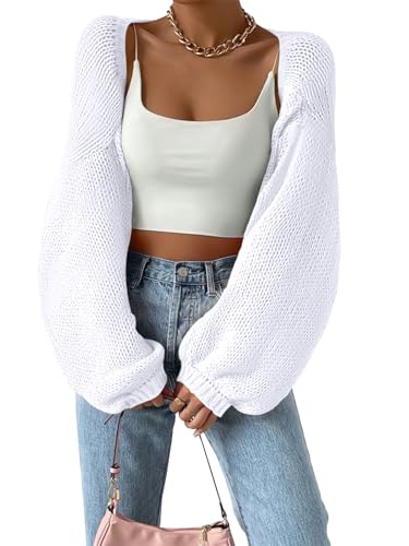 Image of Women's Bolero Shrug Sweater Long Sleeve Open Front Crop Cardigan Top Outerwear