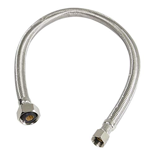 Highcraft Braided Faucet Connector 20" Long, Stainless Steel, 1/2" Ips X 3/8" Female Compression Fitting, Connects Kitchen Sink To Water Supply, 2 Pack #TOP2