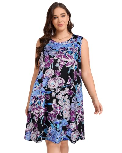 Image of elescat Plus Size Summer Dresses for Women Sleeveless Pockets Beach Tshirt Tank Sundress 2026