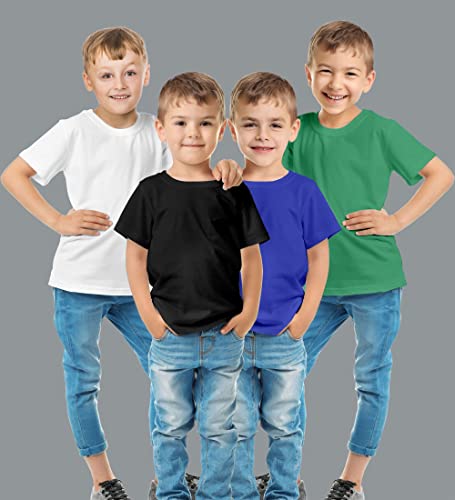 Image of Hangout Hub HH87 Tshirt for Boy's | Regular Fit | Super Combed Cotton Kids T-Shirt | Solid Plain Tees | Round Neck T Shirt | Half Sleeves |Pack of 2 | 3 | 4 | 5 |6