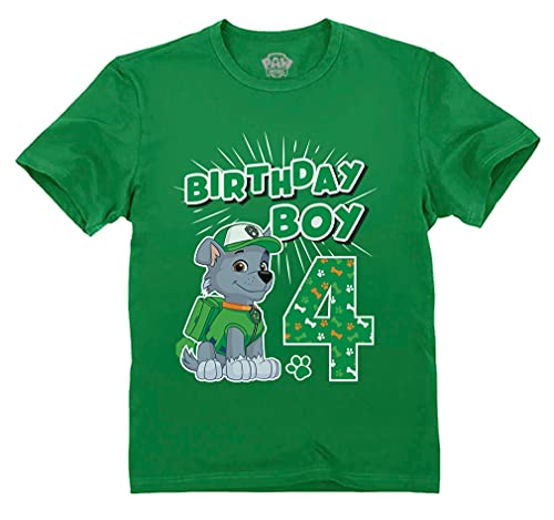 Tstars Paw Patrol Rocky Birthday Boy 4 Toddler Kids Toddler Kids T-Shirt 4T Green