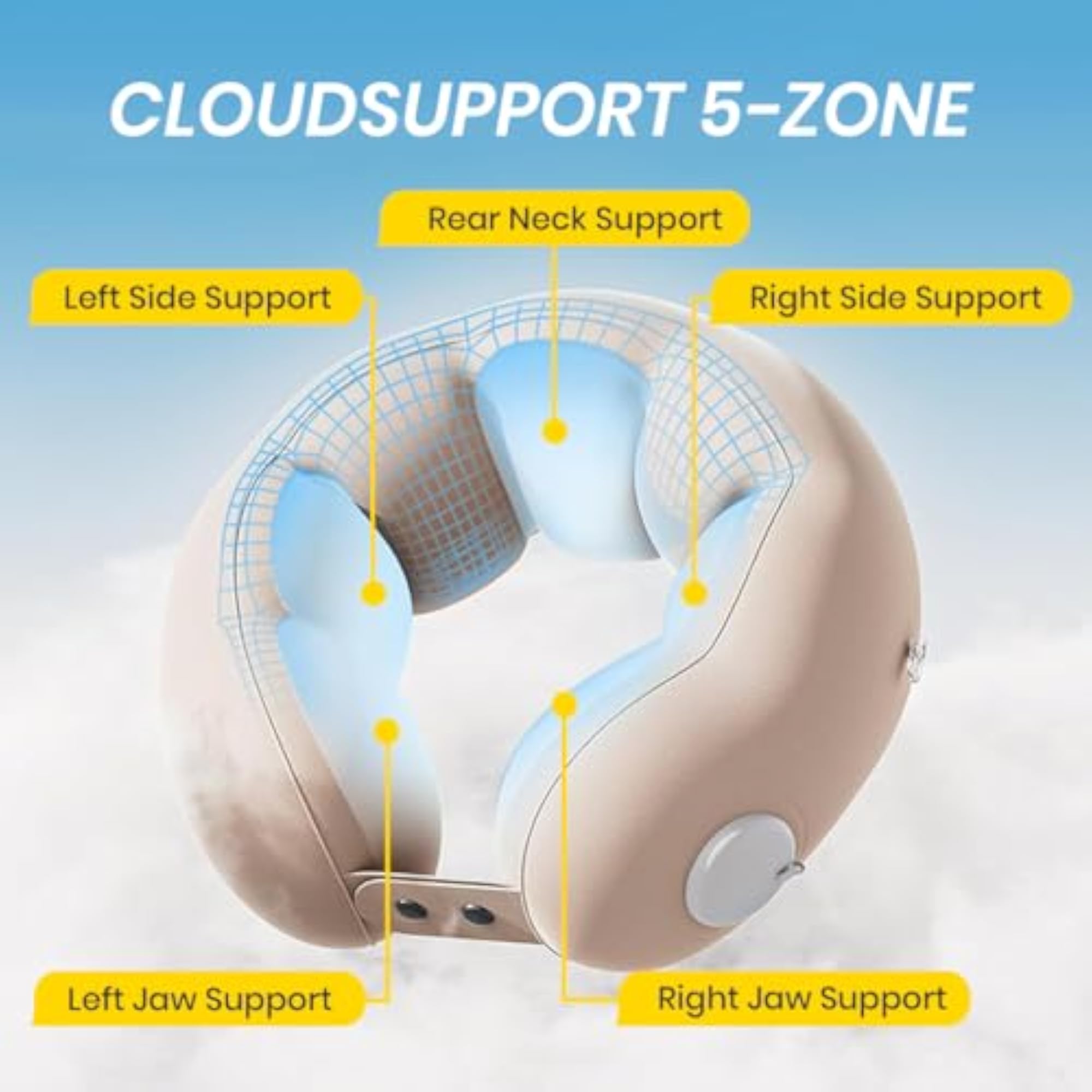 Inflatable Neck Pillow for Travel, Soft Velvet