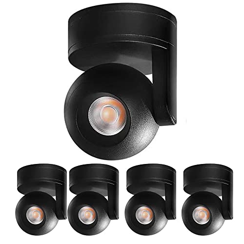 YHQSYKS 5er-Pack Verstellbarer Strahler LED-Aufputz-COB-Einbaustrahler 360° drehbarer kardanischer Einbaustrahler 7 W/12 W Kugelstrahler mit hohem CRI-Wert Innenbeleuchtung Cover