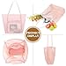 Fammart Mesh Beach Bag, Large Beach Tote with Zipper Pocket, Toys Pool Bag for Family Travel Vacation Cruise Essentials, Large, Fashion - Pink