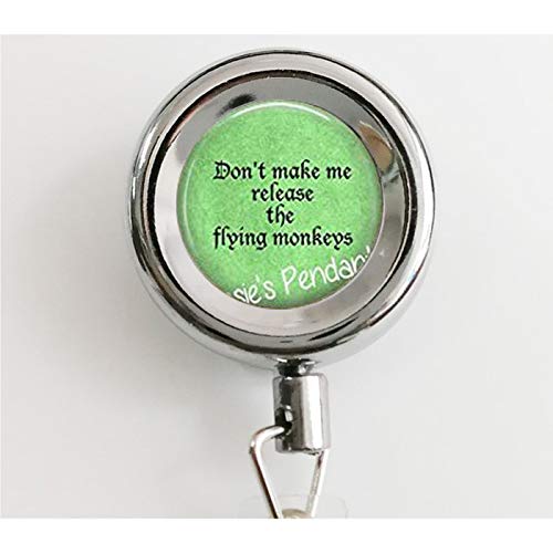 Don't Make me Release The Flying Monkeys - Wizard of Oz Pendant - Wizard of Oz Necklace Retractable Badge Reel with Waterproof ID Holders & Keychain
