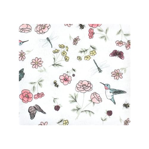 Image of Hudson Baby Unisex Baby Cotton Poly Flannel Receiving Blankets Bundle, Hummingbird Garden, One Size