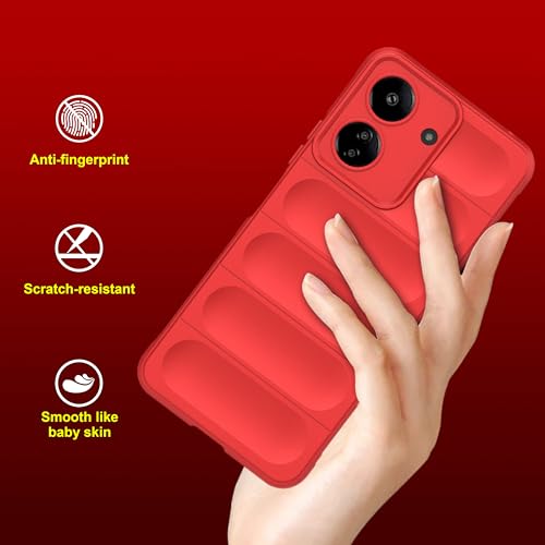 Image of amazon basics Back Case Cover for Mi Redmi 13C 4G | Compatible for Mi Redmi 13C 4G Back Case Cover | Liquid Silicon Magic Case for Mi Redmi 13C 4G with Camera Protection | Red