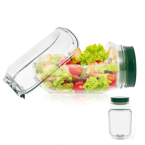 1PC Salad Pod Container, Vertical Layering Salad Pod, Built-In Bowl Design, Plastic Interval Salads Box with Leak Proof Sauce Dressing Case, Dishwasher Safe, Fresh Salads Storage for Lunch, Fruit