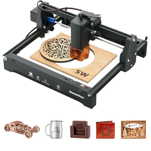 Graveur laser Genmitsu Kortek 5 W, découpeur laser CNC portable pour le bricolage du bois, de l'acrylique opaque, du cuir, du verre, de la céramique, du...