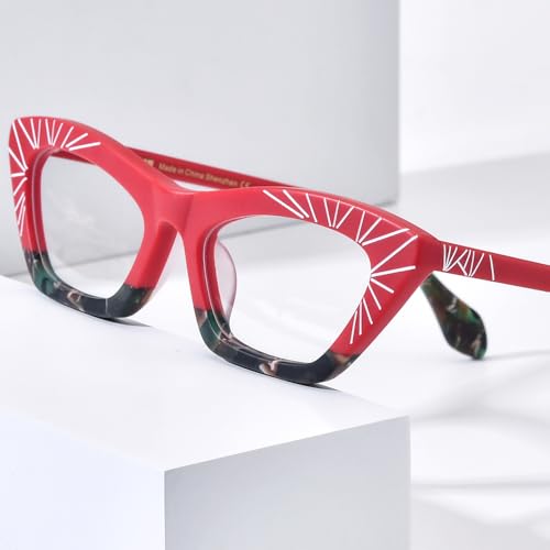 Image of HEPIDEM Multicolor Acetate Glasses Frame Women Cat Eye Eyeglasses Men Optical Spectacles 9291