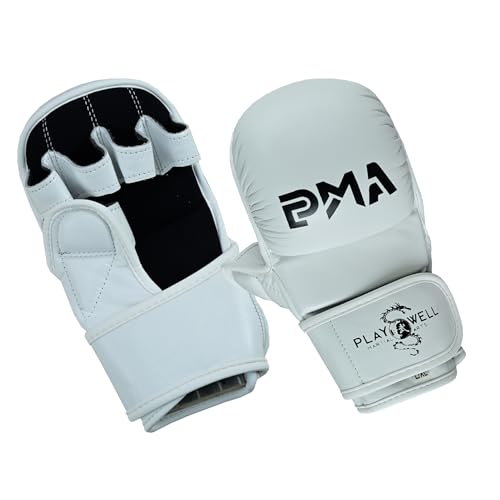 Gants de combat en cuir blanc glace Pro Series pour le MMA de haute finition