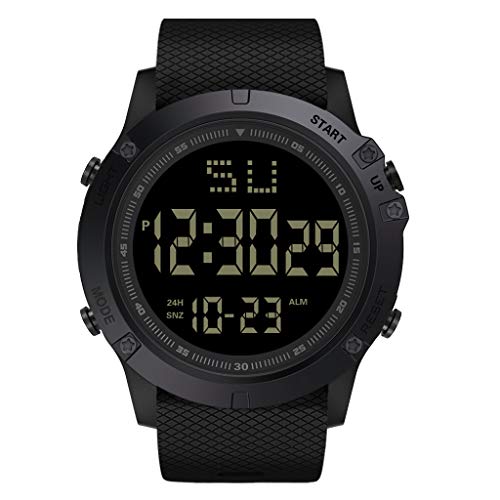 Date Militaire Montre LED Quartz Numérique Sport en Caoutchouc Hommes Alarme Sport Montre Bracelet Connecté Couple (Black, One Size)