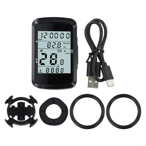 Computadora GPS inalámbrica con batería de 28 horas con LCD de 2.4 pulgadas, velocímetro, odómetro y modo de retroiluminación siempre encendido (computadora+base)