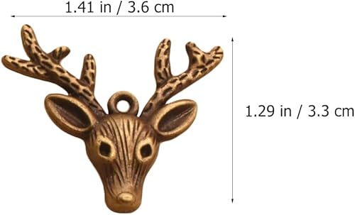 Miniatura 6 de EXCEART 20 dijes de cabeza de ciervo antiguos con diseño de animales del bosque, dijes de cabeza de ciervo para collares, pulseras, accesorios para