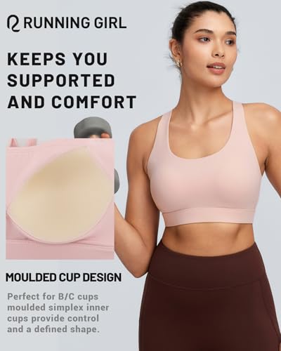 Image of RUNNING GIRL Sports Bra for Women High Support, Molded Cup High Impact Sports Bras with Sewn in Pads Workout Running Bra