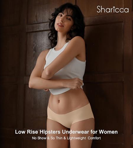 Image of SHARICCA Womens Seamless Underwear No Show Hipster Panties Invisible Lightweight Nuage Bikinis Briefs Microfiber Pack