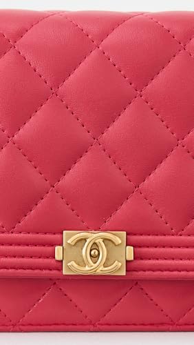 Chanel Women's Pre-Loved Pink Lambskin Boy Wallet On Chain, Pink, One Size4