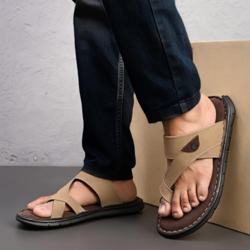Image of Centrino Men's Sandals | Stylish Strap Sandal with Grip Insole | Thong Sandals with Comfortable Flip-Flop with Cushioned Footbed | Comfortable Casual Footwear for Office, Travel & Walking (9582)