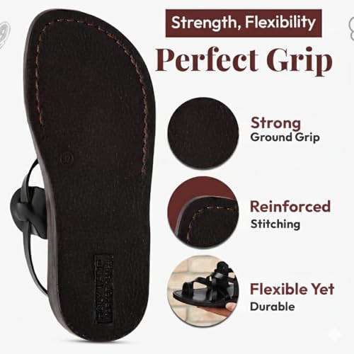 Image of Holy Land Market Men /Women Biblical Jesus Leather Sandals /Slides From Jerusalem (Jesus Style I)
