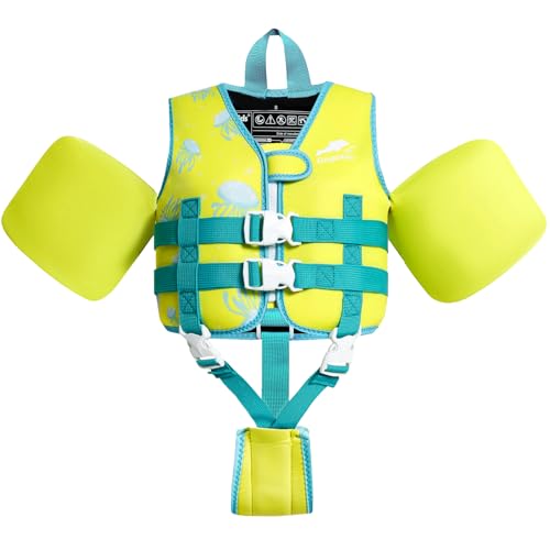 Gogokids Toddler Floaties, Kids Swim Vest with Removable Floats and Duel Adjustable Safety Strap for 20-50 lbs Girls and Boys, Toddler Learn to Swim Floatation Jackets
