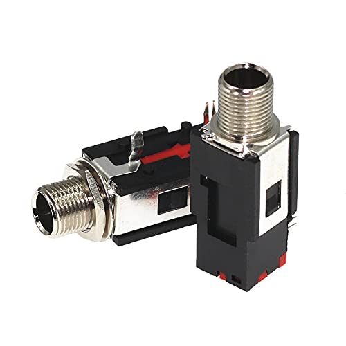 100pcs PJ-602B Right Angle Audio Connector Thread Lock Panel Mount 1/4" 6.35 Mm Stereo Phone Jack Headphone Socket